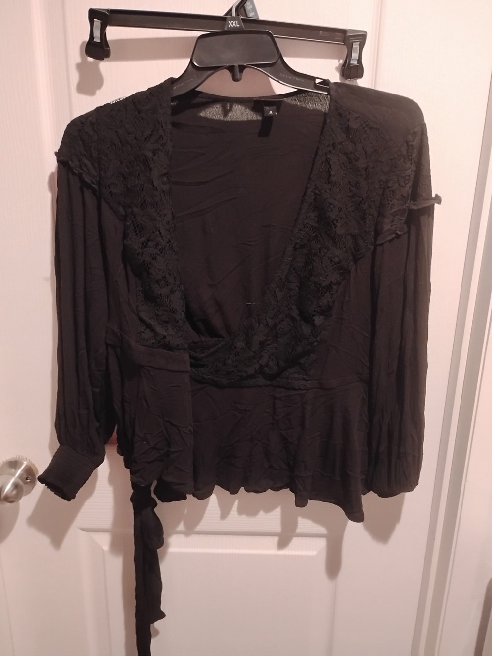 torrid Black Lace-Trim Wrap Blouse